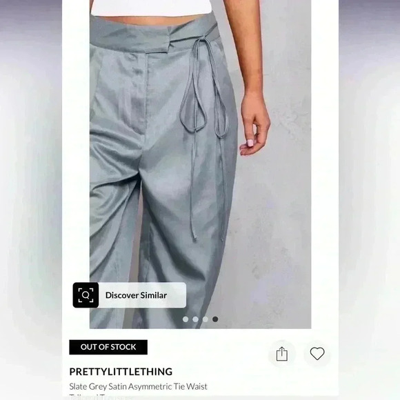 Pretty little thing, satin asymmetric tie waist tailored trousers 6 - Picture 4 of 8